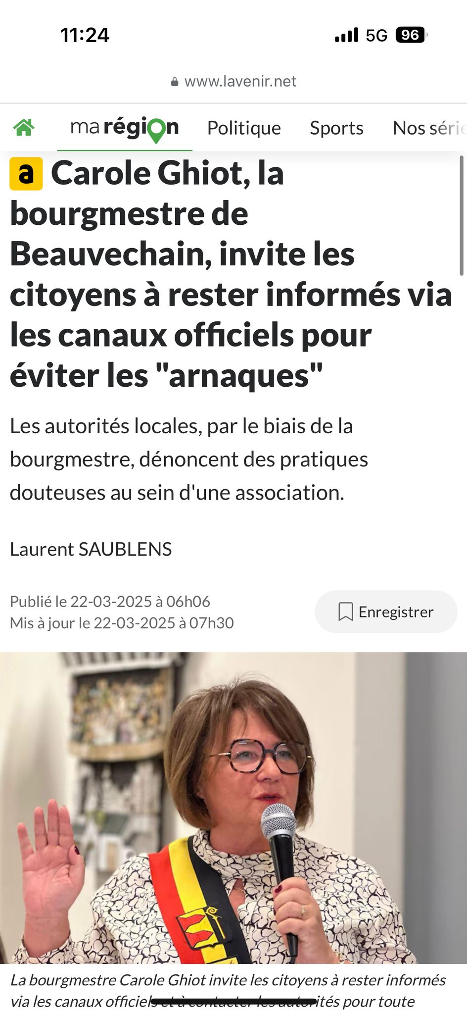 Article Vers l'Avenir 22 mars 2025