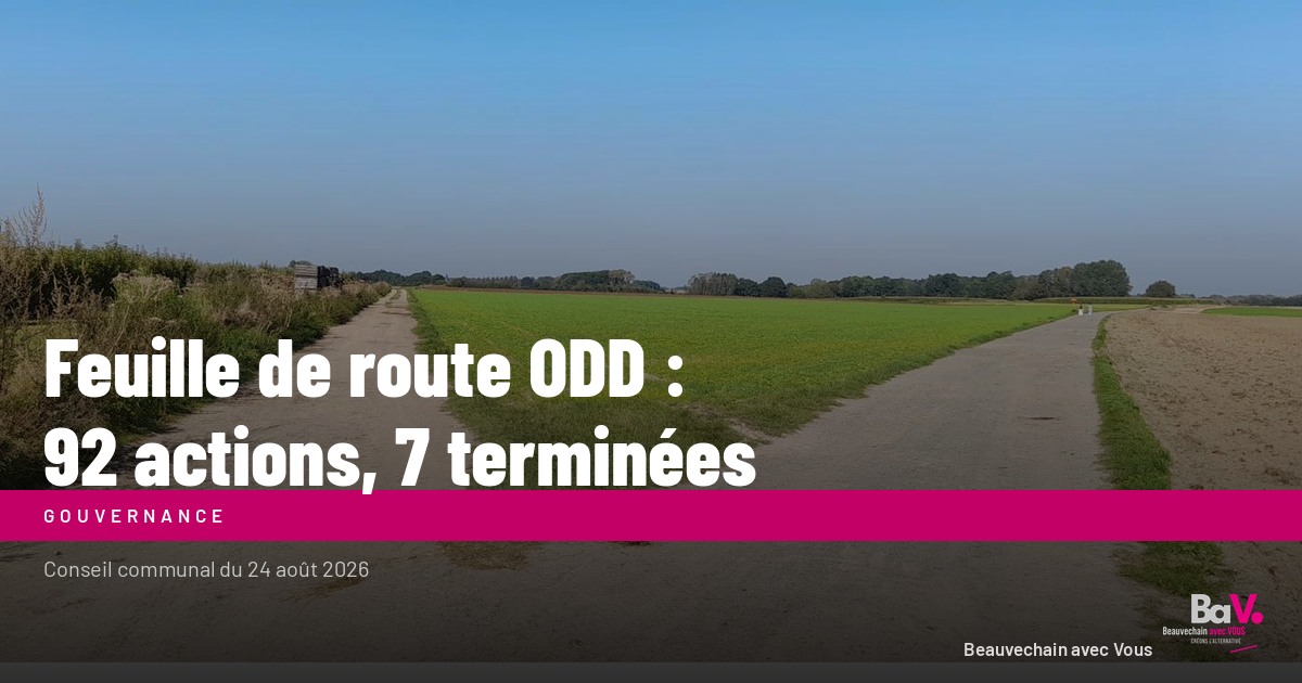 Feuille de route ODD : 92 actions, 7 terminées